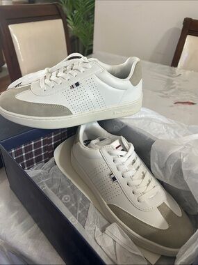 Ben sherman Men's White & Beige Casual Leather Sneakers